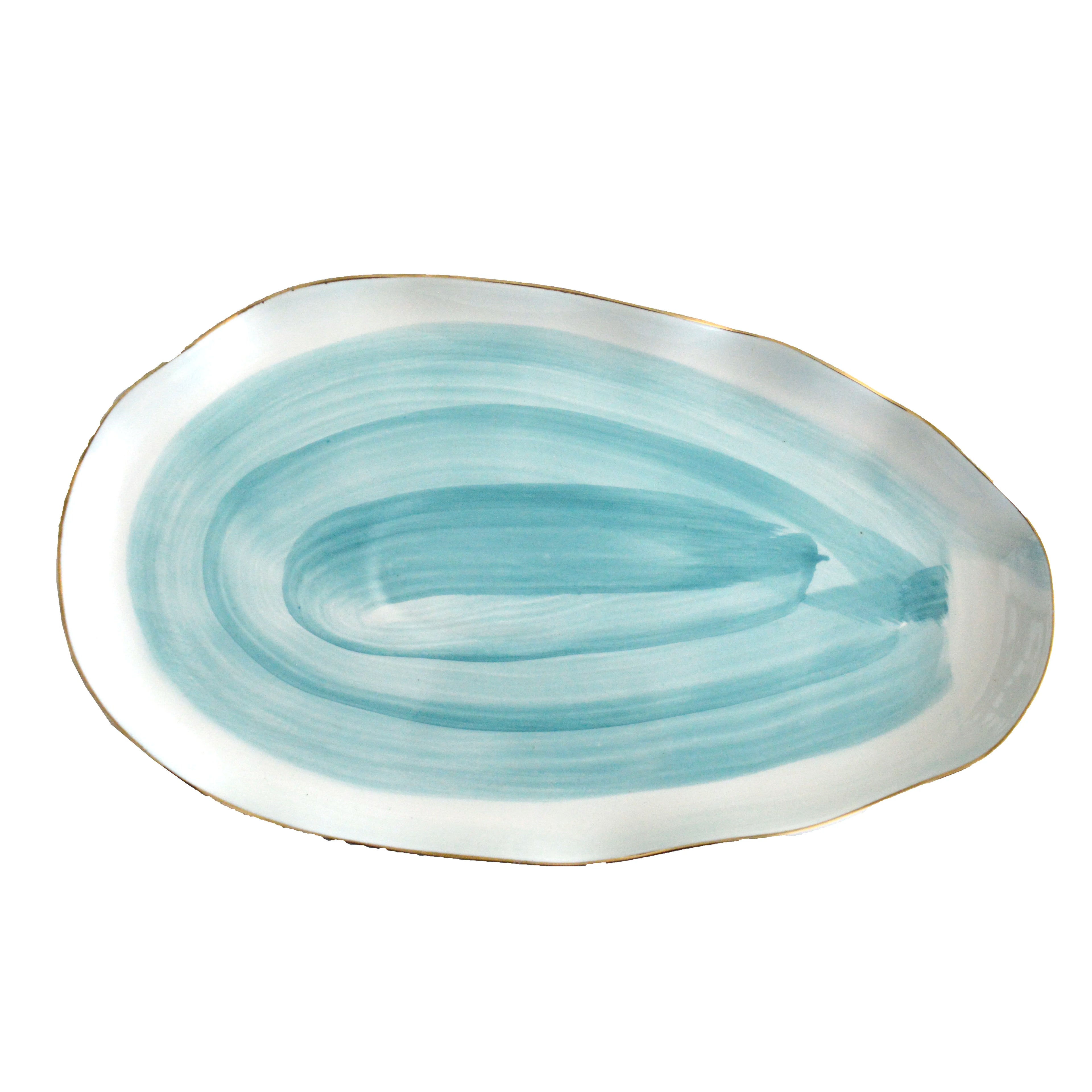 Ceramic Fish Plate Platter for Fruit Salad Pasta Microwave and Dishwasher Safe Decorative Serving Dish for Party
