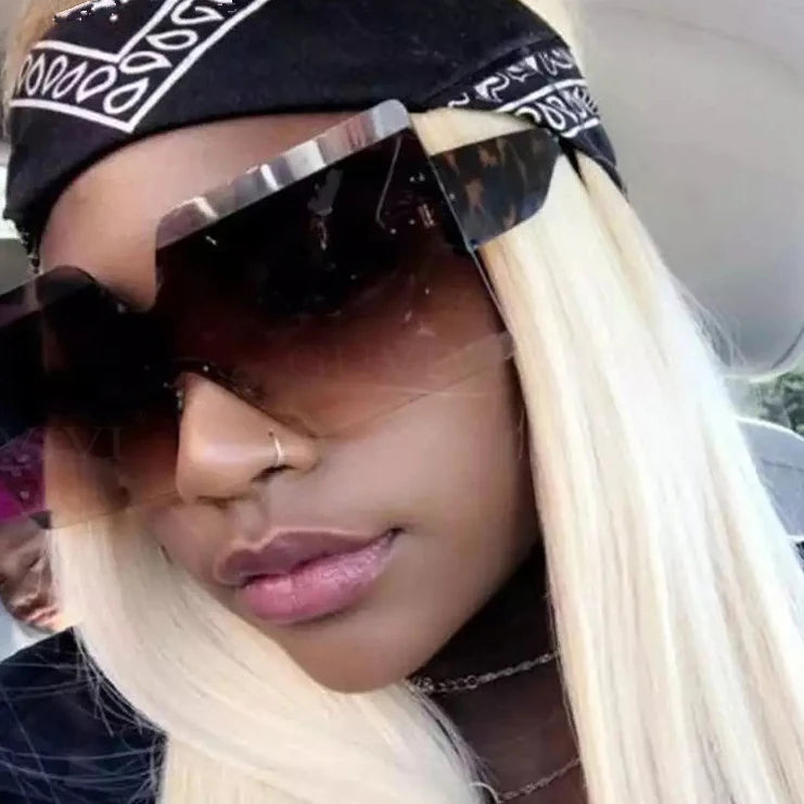 Ins Style Newest Fashionable Sun Shades Rimless square Oversized Sunglasses Women Glass Glass