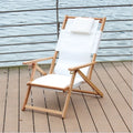 Beach Armrest Chair Folding Adjustable Oxford Canvas Chair Portable Lunch Break Wooden Lounge Chair MegaBDM
