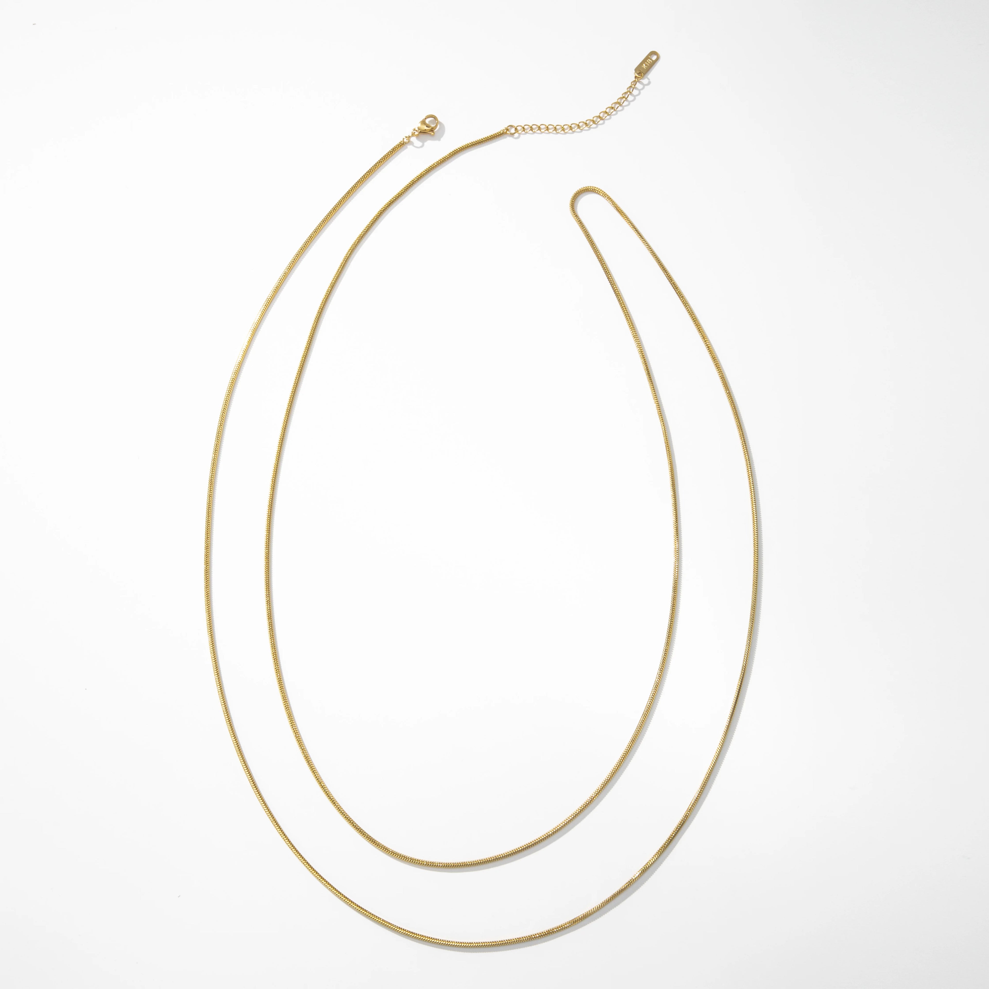 YF3485 Fashion 1.2 Meters Waterproof Tarnish Free 18K Gold Plated Stainless Steel Snake Chain Stacking Necklace for Women