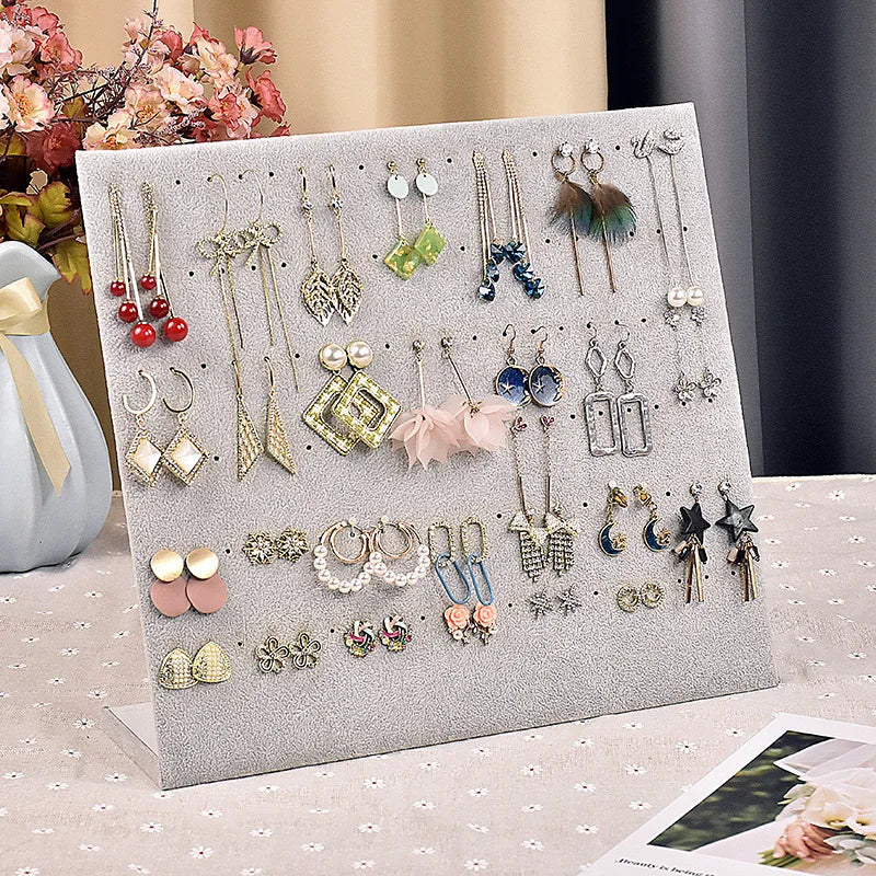 Wholesale Boutique Flat Velvet Necklace Earrings Jewelry Display Tray Stand Black Grey and Black for Shop