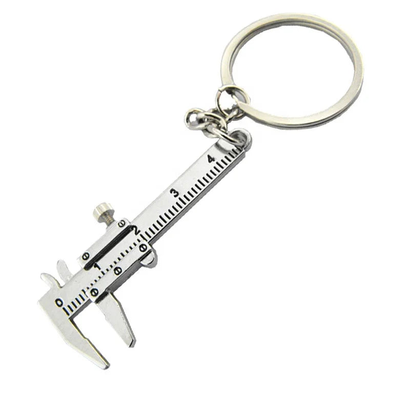 Personalized Metal Vintage Keychain Bag Hanging Decoration Tool Creativity Movable Vernier Caliper Slide Calliper Ruler Keyring