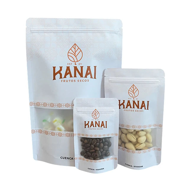 Customized Printing Resealable Kraft Paper Stand up Pouch Plastic Zipper Bag Ziplock Packaging Bag With Window for Snack Spice