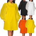 D371 Latest Design Fashion African Dresses for Women Clothing Solid Color Long Mesh Sleeve Beaded Dresses Summer Loose Dress