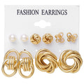 Hot Sale Creative Personality Chain 6-piece Stud Set love Pin Fashion Earrings for Girls
