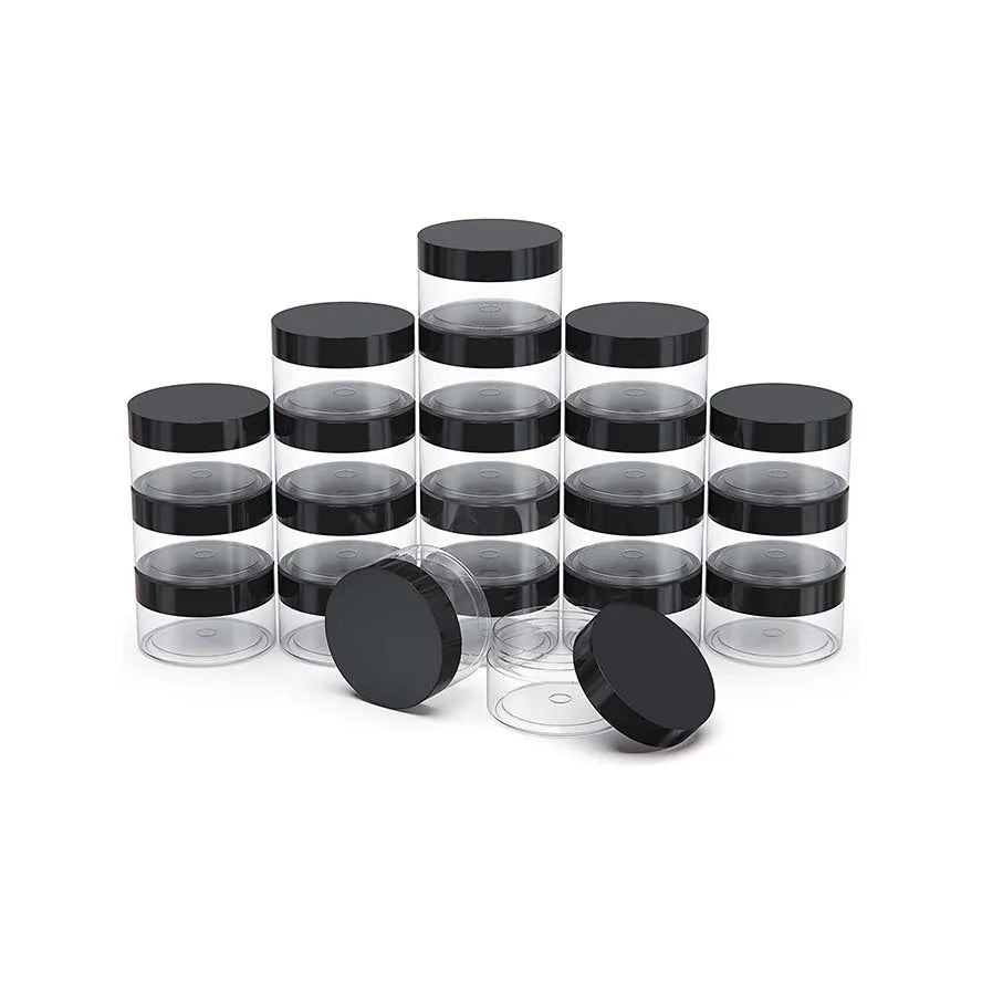 Wide-Mouth Clear Empty Refillable PET Plastic 4oz 8oz Plastic Jars in Bulk with Black Screw Top Lids