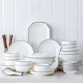 Wedding Tableware Plates Sets Dinnerware Luxury Porcelain White with Gold Rim Serving Ware Plates Sets Ceramic Dinnerware