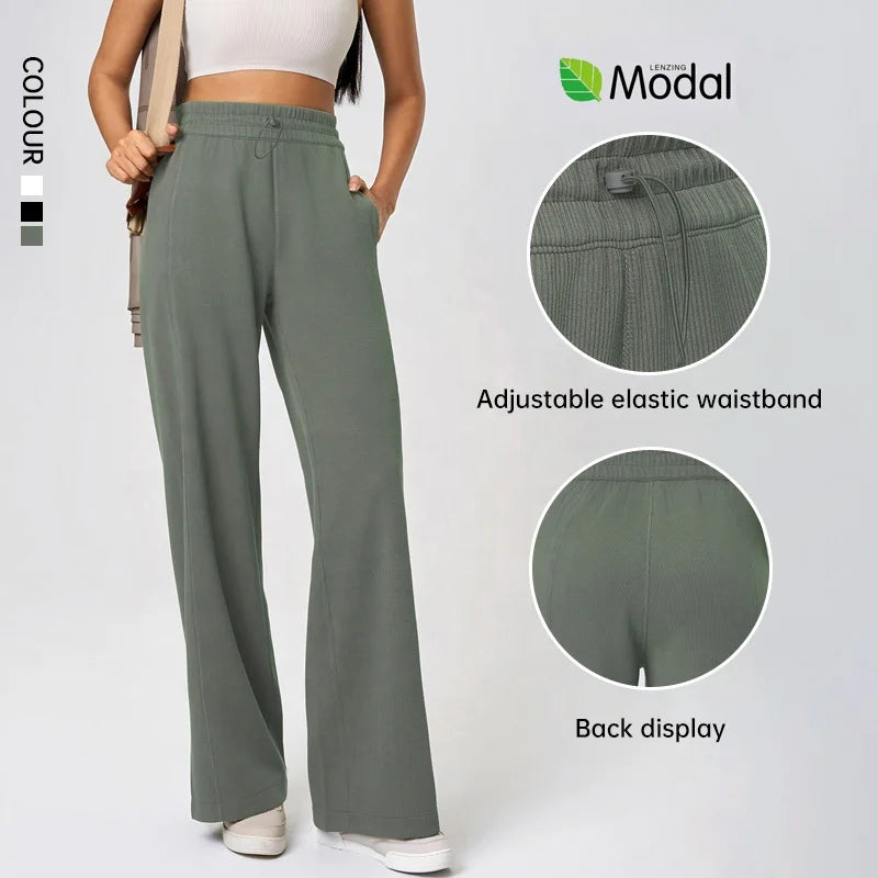 SHINBENE 31" Women's Modal Ribbed High Waist Loose Autumn Joggers Casual Straight Leg Breathable Quick Dry Athletic Pants