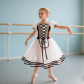 Long Ballet Dress Girls Puff Sleeve Pink Dance Leotard Performance Wear Adult Children Ballet Skirts Contemporary Dance Costumes