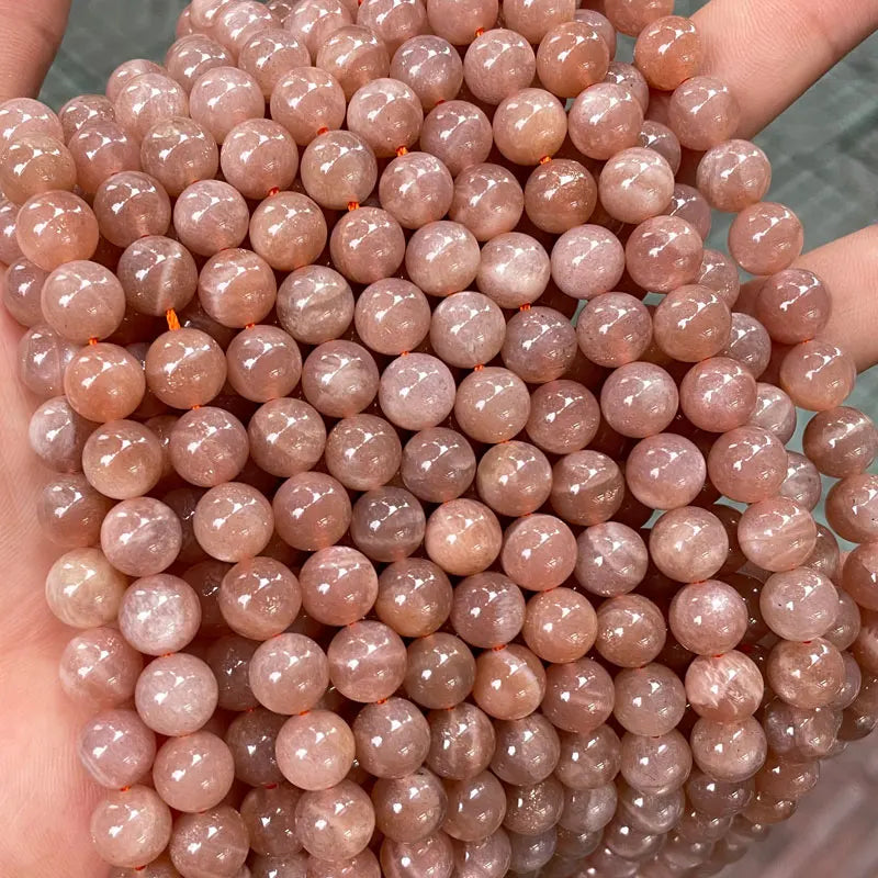 Grade a Quality Semi Precious Loose Round Beads Natural Orange Peach Moon Stone Sunstone Beads for Jewelry Making
