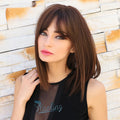 Fast Delivery Short Straight Synthetic Brown Cute Bob Wigs with Bangs Heat Resistant Wigs Daily Wear Ready to Ship Wigs