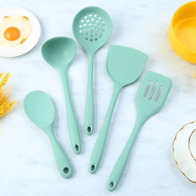 2026 Home Kitchen Usage 5 Pcs Dishwasher Safe Stove Freezer Safe Simple Design Best Seller Korean Kitchen Silicone Utensil Set