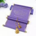 Custom Luxury Wedding Invitation Purple Scroll Card Set With Paper Box