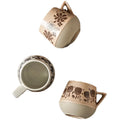 Custom Retro Personality Silk Printing Ceramic Coffee Mug Sesame Glazed Pottery Tea Cup Irregular Water Cup