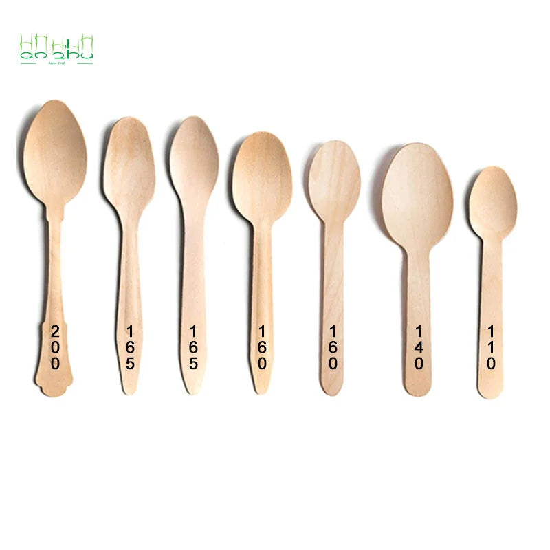 Disposable Individually Wrapped Wooden Spoon Birch Wood Wooden Cutlery
