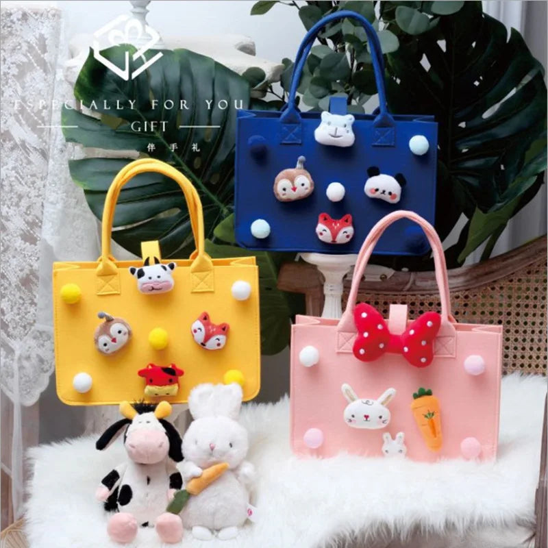 Custom Wallet Colorful Cute Purses Felt Wallet Pouch Tote Bag for Little Girls