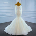Jancember RSM67242 Ivory Luxurious off Shoulder Mermaid Long Sleeve Bridal Gowns Wedding Dresses