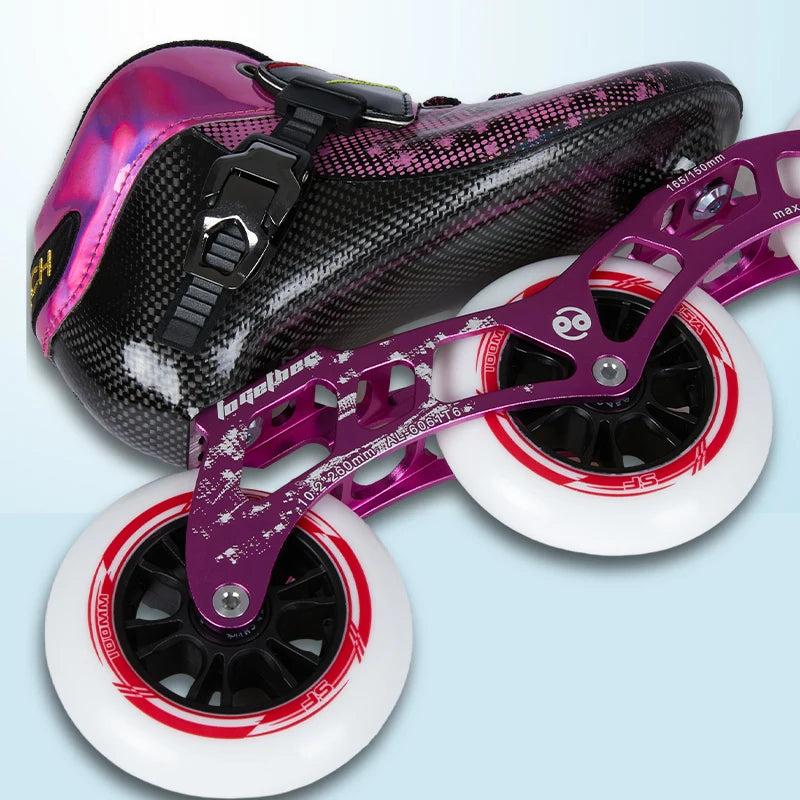 EACHkids Carbon Fiber Inline Skates for Kids Professional Speed Patines for Outdoor Sports 3-Wheeled Roller Skating Alloy Wheels