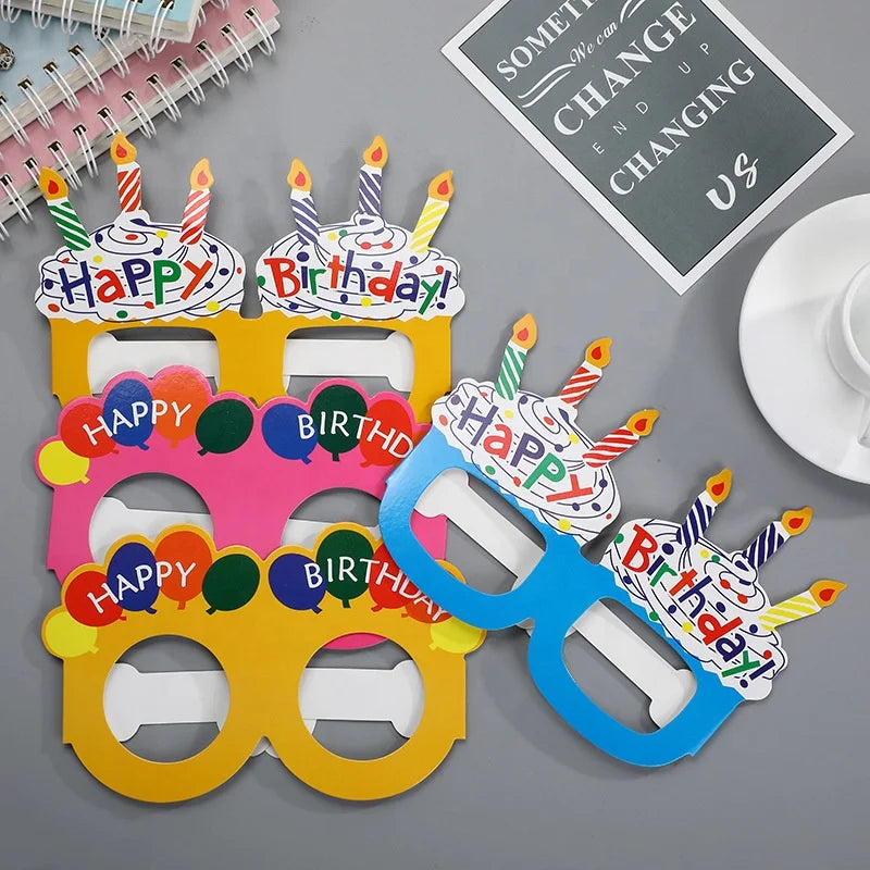 Birthday Party Attractive 4 Pcs Cake Glasses Paper Candle Shaped for Children's Cartoon Birthday Cake Glasses