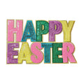 Wholesale Embroidered Iron on Large Flower Patches Happy Easter Rabbit Sequin Fabric Patch
