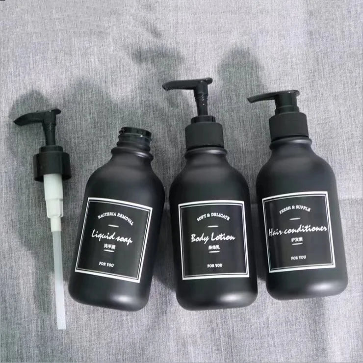 Low MOQ High End Black Matt 300ml PET Bottle Empty  Liquid Detergent Bottle Body Lotion Shower Gel Bottle