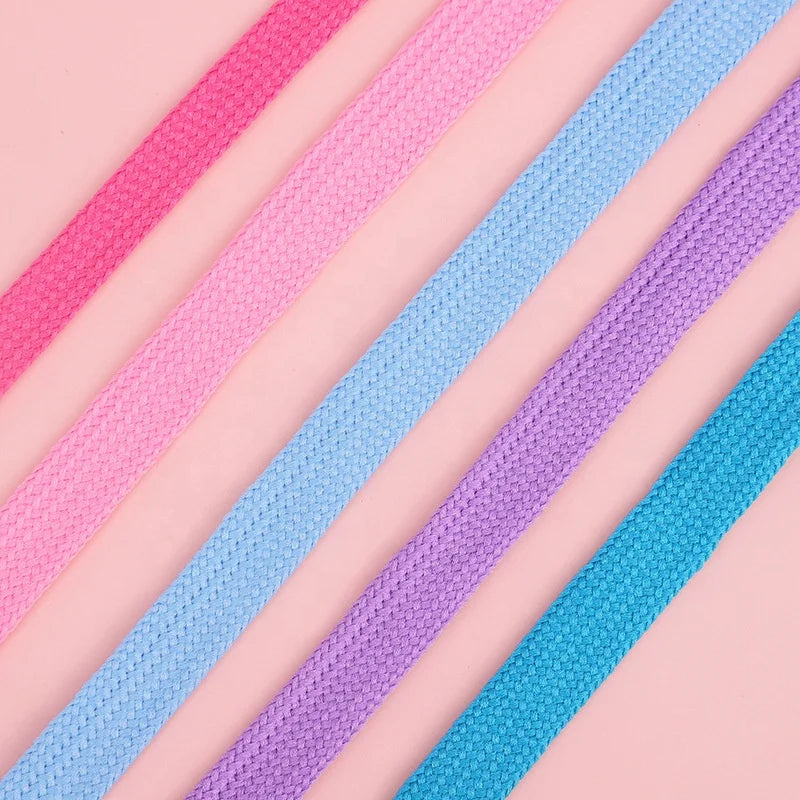 Wholesale 1cm Solid Color Braided Eco-Friendly Flat Drawcord Tip Plastic Hoodie 100% Polyester Rope for Shoes Bags Home Textile