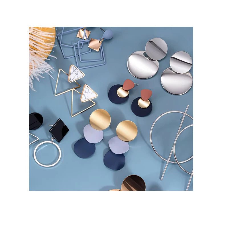 Women's Earrings Korean Drop Earrings for Women Statement Geometric Round Gold Earring 2021 Fashion Trend Female Jewelry