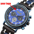 2025 Luxury Stainless Steel Men's Chronograph Watch Custom Logo Private Label Wood Watches Quartz 22mm Fashion Antique Style