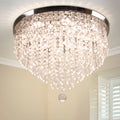 19.7" Stainless Steel & Crystal LED Ceiling Light with Remote Control Surface Mounted for Dining Room Bedrooms