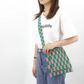 2023 New Women's Fashion Vintage Style Knitted Crossbody Bag Chessboard Grid Pattern Cute Daily Messenger Bag for Girls Students