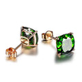 Huitan Wholesale Fever Square Stud Earrings Emerald Zircon Girls Lady Men Rose Gold Dainty Earrings Women