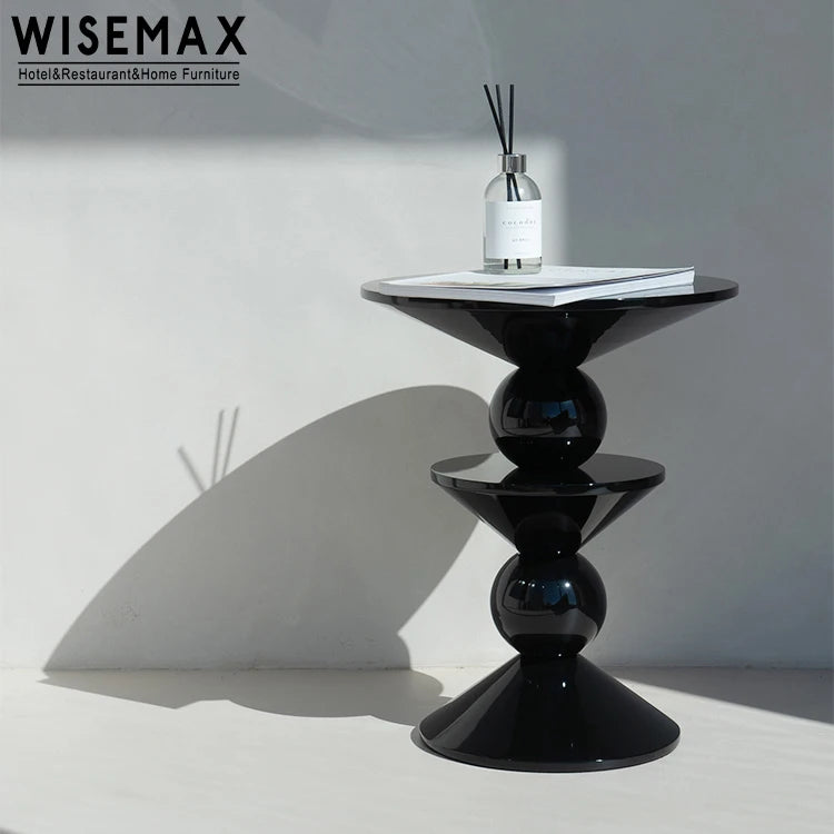 WISEMAX FURNITURE Modern Unique Design Fiberglass Round Coffee Table Living Room Sofa Side Table Small End Table