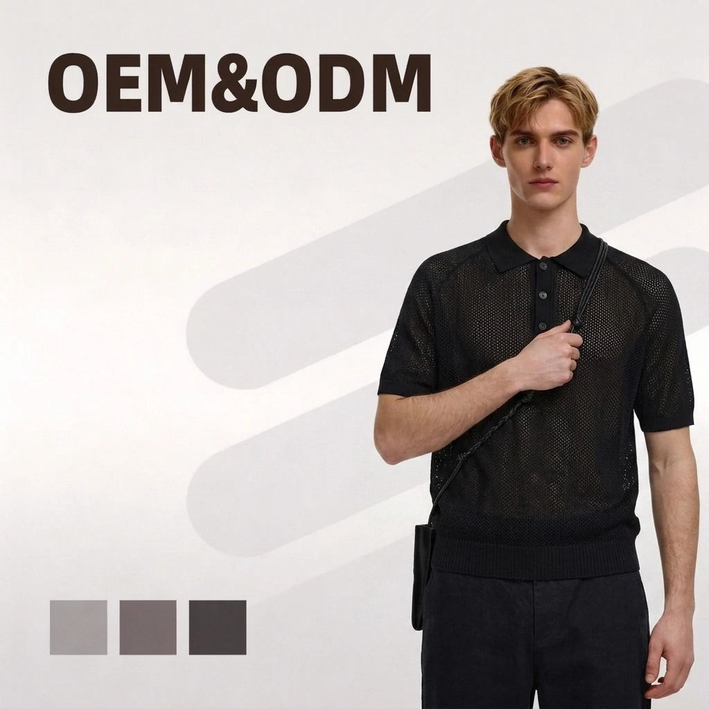 Factory Wholesale Custom logo Breathable Polo Collar Sweater Knitted Men's T-Shirts