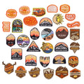 New Arrival Personalized Outdoor Mountain Sunset Scenery Camping Designer Iron-on Backing Embroidered Clothes Patches