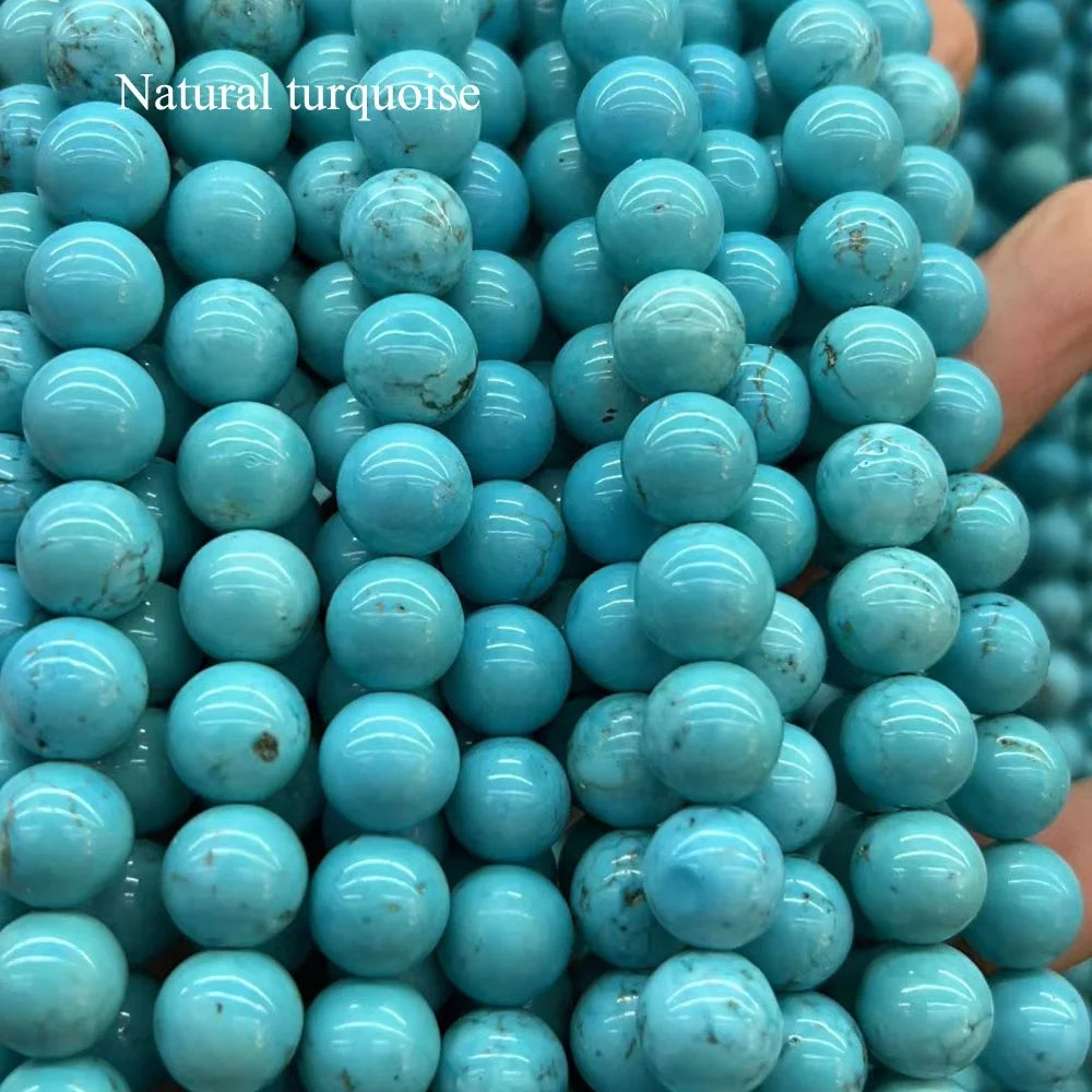 Turquoise Gemstone Loose Stone Beads 4/6/8/10mm Natural Smooth Round Beads for Jewelry Making