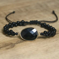 4mm Black Agate Bracelet Natural Gemstone Fine Jewelry Healing Crystal Handwoven Charm Onyx Beaded Bracelet for Men Jewelry