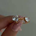 2025 Dazan New Ins 18k Gold Plated Tarnish Free Stainless Steel White Big Zircon Minamilist Style Love Engagement Ring for Women