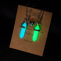 2pcs/pair Lovers Hexagonal Shape Glowing in Dark Natural Stone Magnetic Heart Pendant Necklace Jewelry for Couple