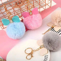 8cm Faux Rex Rabbit Fur Ball Keychain with Bowknot Aesthetic Coquette Bag Charm for Women Soft Fluffy Pom Pom Keyring Gift Bulk