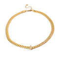 Geometric 18K PVD Gold Plated Stainless Steel Flat Cuban Chain Zircon Bar Pendant Necklace