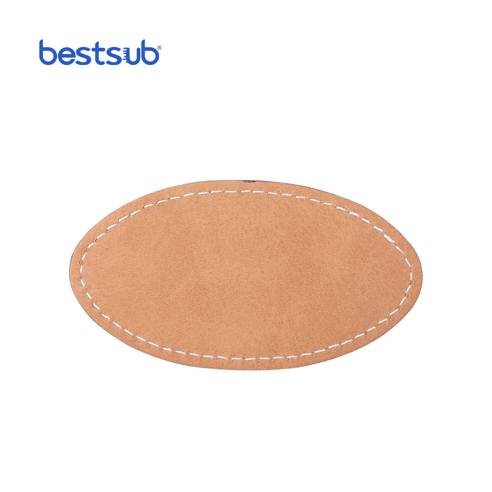 Bestsub Wholesale Custom Blue Oval Sublimation Blanks PU Leather Badge Nurse Tags Pins Name Tag 4.4x8.2cm