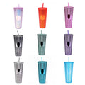 24 Oz Stud Tumbler Bling Plastic Cup Double Wall Insulated Reusable Textured Straw Cup