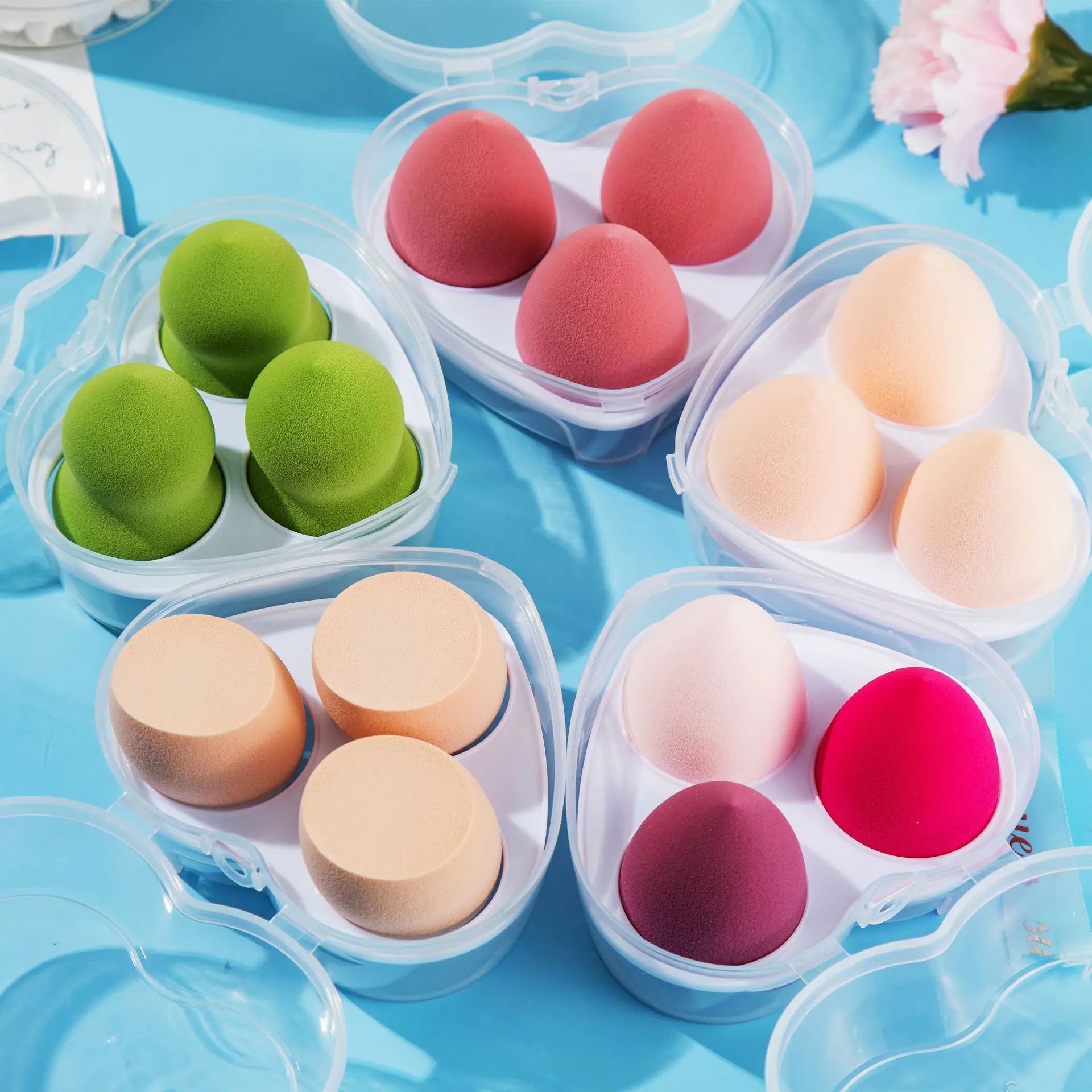 Newest Love-Shaped Makeup Sponge Three Sets Makeup Eggs Soft Gourd Powder Puff Beauty Sponge Becomes Bigger Exposed to Water