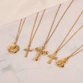 18K Gold Plated Women Jewelry Stainless Steel Necklace Mary Zircon Crown Irregular Round Pendant Chain