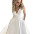 S1352F New Temperament Long Party Evening Dresses V-neck Sleeveless Satin Trailing Support Customization