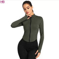 Zipper Plus Size Recyclable Long Sleeve Yoga Jacket Sports Tops Womens Running Coat Workout Wear Gym Fitness Sportswear Apparel