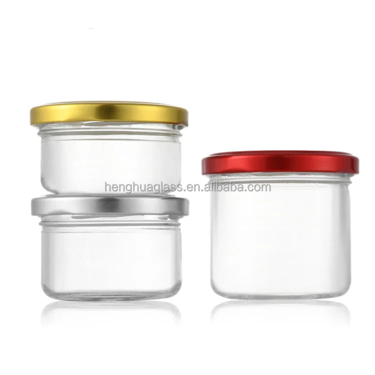 Round 70ml 100ml 150ml Wide Mouth Honey Glass Jars Caviar Jam Food Storage Jar Bird's Nest Container Bottle With Metal Lid