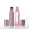 Wholesale Fancy Colored Glass Essential Oils Bottle 5ml Roll on Bottle Solid Rose Gold clear pink 10ml Perfume Roller Bottle
