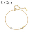 CZCITY Charm Fine Jewelry Chain Cubic Zirconia Women Adjustable 925 Sterling Silv Silver Star Bracelet