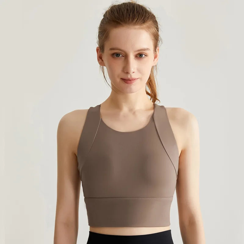 Custom Logo High Support Women's Breathable Tank Tops Shockproof Padded Soft Skin Friendly Yoga Sport Workout Sports Bra